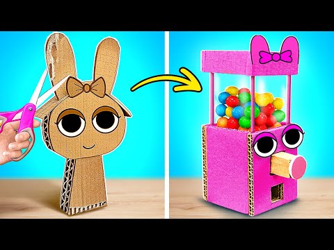 DIY CARDBOARD SPRUNKI CANDY MACHINE 🩷🍬 PAPER CRAFTS FOR YOU